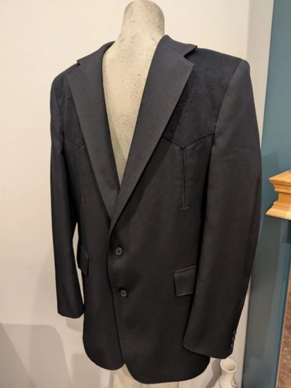 Pagano West Mens 44L Black Western Blazer Sports Coat Cowboy made in the USA